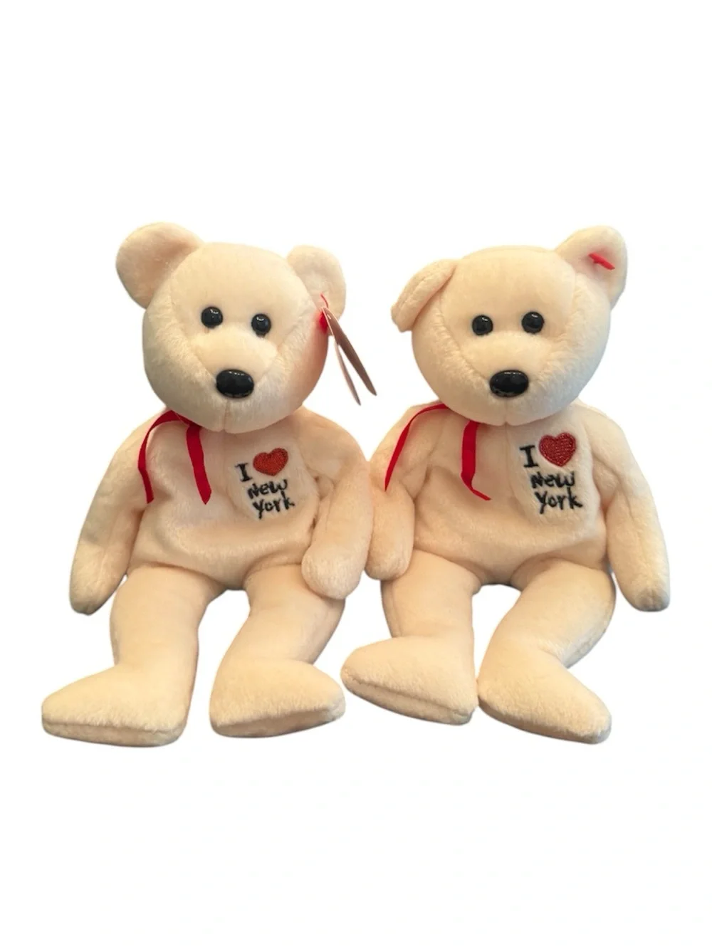 NWT Vintage Ty Beanie Babies Bundle of (2) I Love New York Bears Stuffed Animals